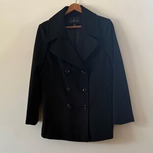 London Fog Women’s Black Double-Breasted Wool Pea Coat Size XL NWOT